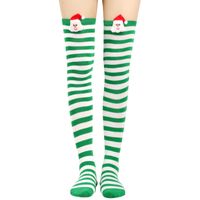 Women's Christmas Stripe Solid Color Polyester Over The Knee Socks sku image 3