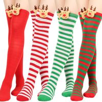 Women's Christmas Stripe Solid Color Polyester Over The Knee Socks main image 1