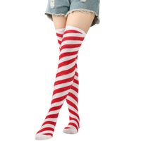 Women's Christmas Stripe Solid Color Polyester Over The Knee Socks main image 3