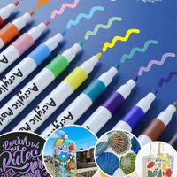 Acrílico 12-rotulador De Colores Para Niños Pincel Para Colorear Diy 1 Juego main image 4