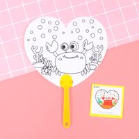 Children's Day Cute Cartoon Paper Daily Handmade Painting Coloring Small Fan 1 Piece sku image 9