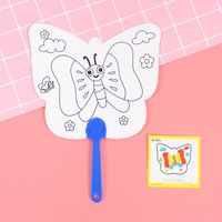 Children's Day Cute Cartoon Paper Daily Handmade Painting Coloring Small Fan 1 Piece sku image 2