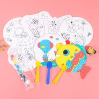 Children's Day Cute Cartoon Paper Daily Handmade Painting Coloring Small Fan 1 Piece main image 1