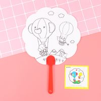 Children's Day Cute Cartoon Paper Daily Handmade Painting Coloring Small Fan 1 Piece sku image 6