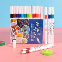 Acrílico 12-rotulador De Colores Para Niños Pincel Para Colorear Diy 1 Juego sku image 1