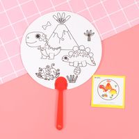 Children's Day Cute Cartoon Paper Daily Handmade Painting Coloring Small Fan 1 Piece sku image 4