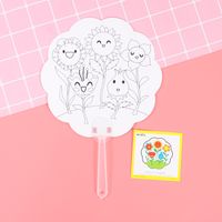 Children's Day Cute Cartoon Paper Daily Handmade Painting Coloring Small Fan 1 Piece sku image 8
