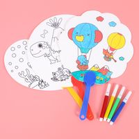 Children's Day Cute Cartoon Paper Daily Handmade Painting Coloring Small Fan 1 Piece main image 2