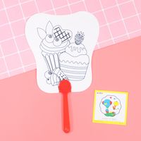 Children's Day Cute Cartoon Paper Daily Handmade Painting Coloring Small Fan 1 Piece sku image 7