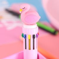 Cartoon Unicorn Flamingo Ten-color Ballpoint Pen Student Stationery 1 Piece sku image 1