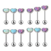 1 Piece Tongue Rings Hip-Hop Heart Shape Stainless Steel Inlay Opal Tongue Rings main image 3