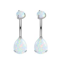 Fashion Water Droplets Titanium Inlay Zircon Unisex Belly Ring 1 Piece main image 2