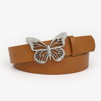 Fashion Butterfly Pu Leather Alloy Inlay Rhinestones Women's Leather Belts 1 Piece sku image 2