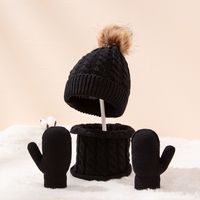 Kid's Fashion Solid Color Pom Poms Wool Cap main image 3