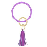 Simple Style Tassel Solid Color Pu Leather Silica Gel Women's Bag Pendant Keychain main image 5