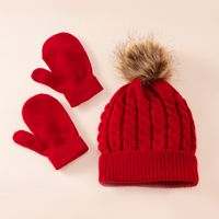 Kid's Fashion Solid Color Pom Poms Wool Cap sku image 4