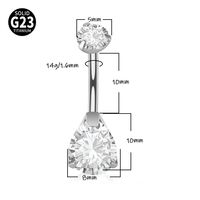 Fashion Water Droplets Titanium Inlay Zircon Unisex Belly Ring 1 Piece main image 3