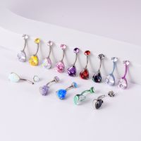 Fashion Water Droplets Titanium Inlay Zircon Unisex Belly Ring 1 Piece main image 1