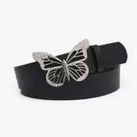 Fashion Butterfly Pu Leather Alloy Inlay Rhinestones Women's Leather Belts 1 Piece sku image 1