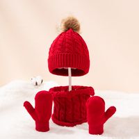 Kid's Fashion Solid Color Pom Poms Wool Cap main image 5