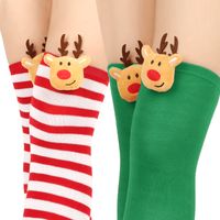 Women's Christmas Stripe Solid Color Polyester Over The Knee Socks main image 2
