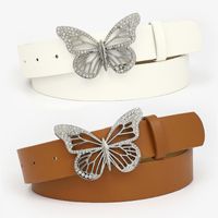 Fashion Butterfly Pu Leather Alloy Inlay Rhinestones Women's Leather Belts 1 Piece main image 2