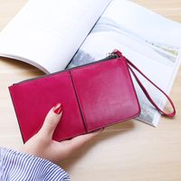 Einfarbige Pu-leder-reiß Verschluss Brieftaschen Für Damen sku image 5