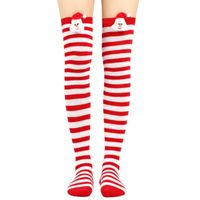 Women's Christmas Stripe Solid Color Polyester Over The Knee Socks sku image 4