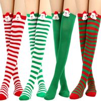 Women's Christmas Stripe Solid Color Polyester Over The Knee Socks main image 2