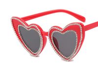 Fashion Heart Shape Resin Special-shaped Mirror Rhinestone Full Frame Women's Sunglasses sku image 5