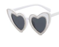 Fashion Heart Shape Resin Special-shaped Mirror Rhinestone Full Frame Women's Sunglasses sku image 6