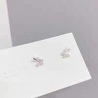 Fashion Butterfly Copper Ear Studs Inlay Zircon Copper Earrings 3 Pairs main image 5