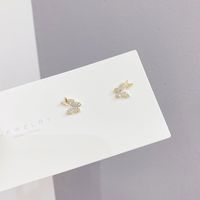 Fashion Butterfly Copper Ear Studs Inlay Zircon Copper Earrings 3 Pairs main image 3