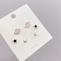 Fashion Star Copper Ear Studs Plating Inlay Zircon Copper Earrings 3 Pairs main image 2