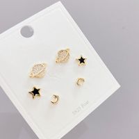 Fashion Star Copper Ear Studs Plating Inlay Zircon Copper Earrings 3 Pairs main image 5