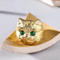 Retro Cat Copper Rings Plating Artificial Gemstones Copper Rings main image 2