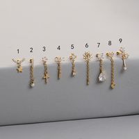 Fashion Cross Heart Shape Copper Drop Earrings Inlay Zircon Copper Earrings 1 Piece sku image 3