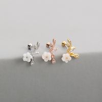 Fashion Flower Copper Ear Studs Inlay Zircon Copper Earrings 1 Piece sku image 8