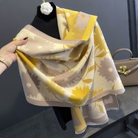 Women's Streetwear Flower Imitation Cashmere Tassel Scarf sku image 1