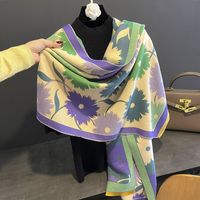 Women's Streetwear Flower Imitation Cashmere Tassel Scarf sku image 4