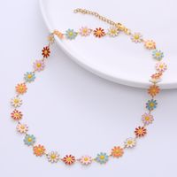 Fashion Flower Stainless Steel Epoxy Chain Necklace main image 3