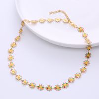 Fashion Flower Stainless Steel Epoxy Chain Necklace main image 4