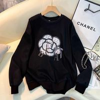 Fashion Flower Polyester Round Neck Long Sleeve Regular Sleeve Hoodie sku image 1