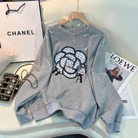 Fashion Flower Polyester Round Neck Long Sleeve Regular Sleeve Hoodie sku image 12