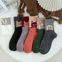 Women's Cartoon Style Animal Color Block Cotton Blend Polyester Crew Socks 1 Pair sku image 2