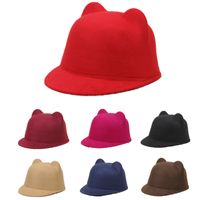 Women's Cute Solid Color Flat Eaves Fedora Hat main image 1