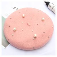 Women's Fashion Solid Color Pearl Eaveless Beret Hat main image 5