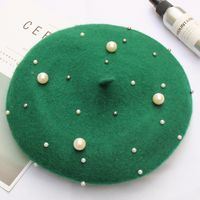 Women's Fashion Solid Color Pearl Eaveless Beret Hat sku image 7