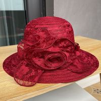 Women's Fashion Solid Color Flowers Flat Eaves Sun Hat sku image 3