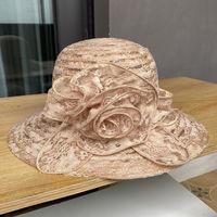 Women's Fashion Solid Color Flowers Flat Eaves Sun Hat sku image 4